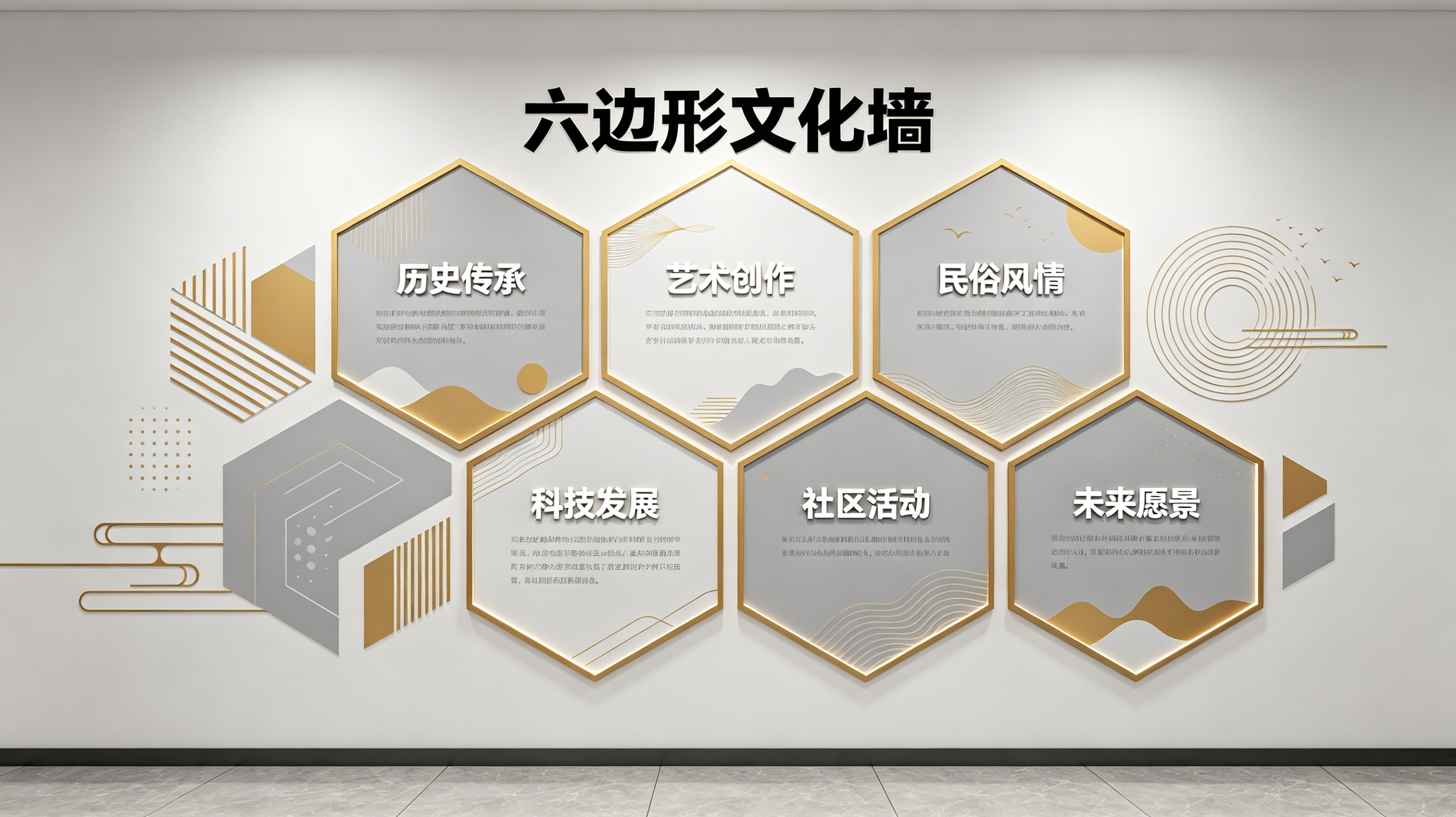 石首企业文化墙 | 六边形信息美学